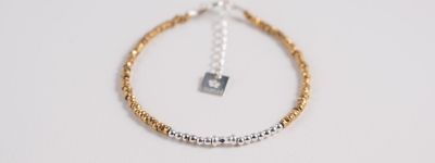 Bracelet fin femme en hématite dorée et argent 925