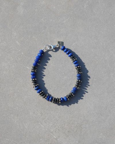 Bracelet Ash lapis lazuli et argent massif 1 Bracelet pour homme en pierres naturelles et perles en argent massif